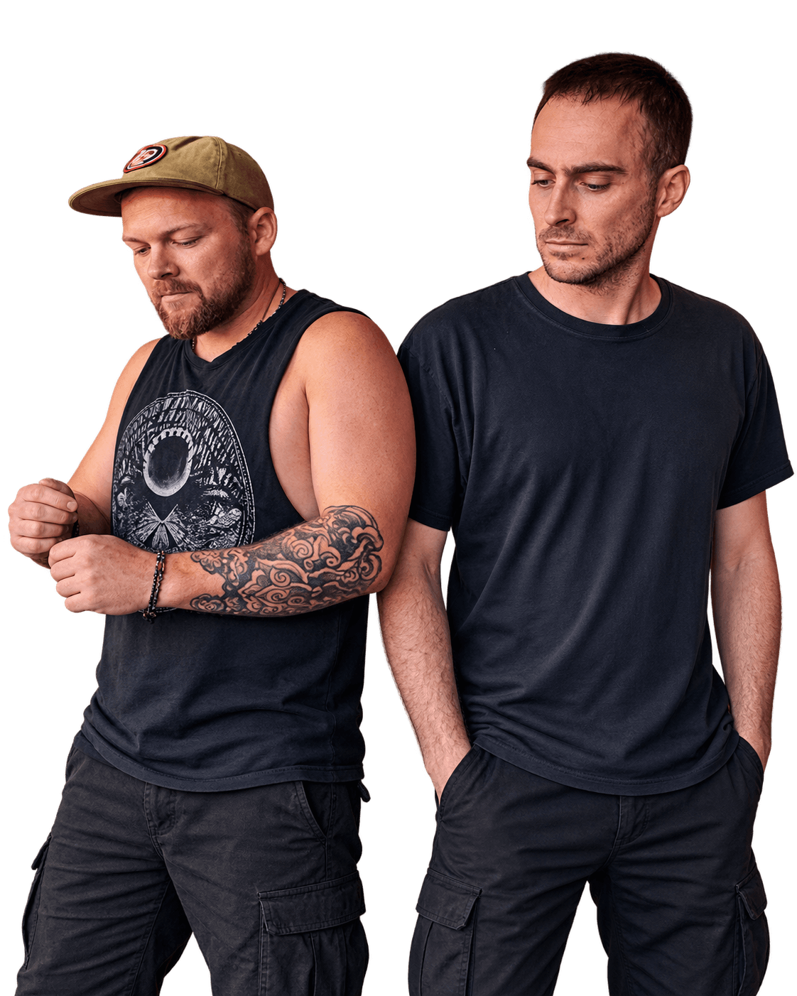 Loose Connection, two artists standing back to back